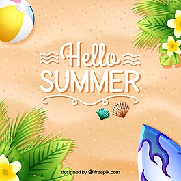 夏、沙、花背景