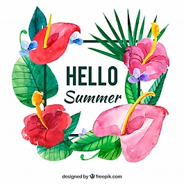 水彩風(fēng)格的夏季背景