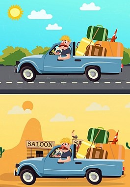 卡車旅游矢量素材