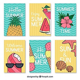 各種圖案的夏季卡片