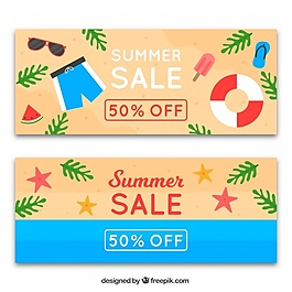 夏季銷售橫幅與扁平項目