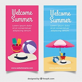 巨大的旗幟與夏季物體