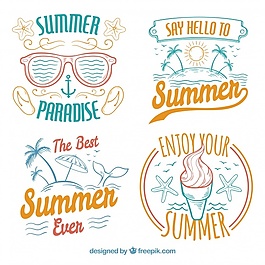 旧货手绘夏季贴纸包