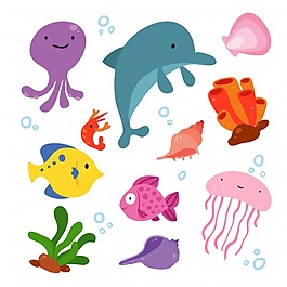 海洋生物的插圖收集