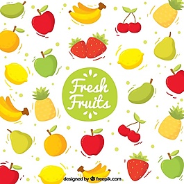 夢幻般的背景有不同種類的水果