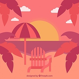 棕底落日