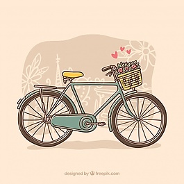 帶花和心的手繪自行車(chē)
