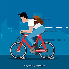 帶平面設計的人騎自行車