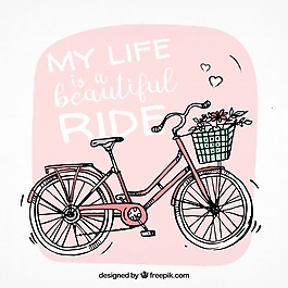 手繪背景與可愛的自行車