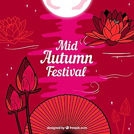 紅色背景，中秋節(jié)