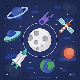 宇宙背景與月亮和其他空間要素