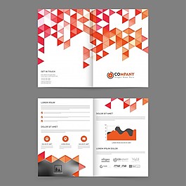 企業(yè)年報(bào)年報(bào)宣傳冊設(shè)計(jì)，專業(yè)模板展示，抽象三角圖形，統(tǒng)計(jì)圖形和空間圖像。