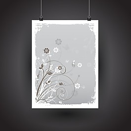 帶花的灰色海報