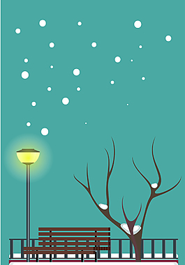 创意卡通冬季公园雪景海报背景素材