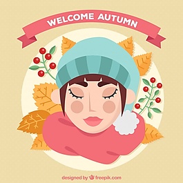 用眼睛女人秋天背景封閉
