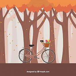 秋季森林背景自行車