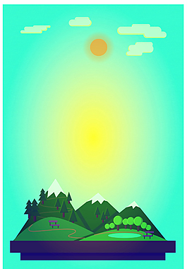 扁平化綠色森林樹木海報(bào)背景素材
