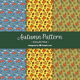 一組手繪秋季圖案