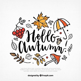 手繪背景withautumn元素