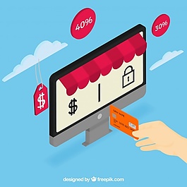 網(wǎng)上購物背景和復(fù)古風(fēng)格的信用卡