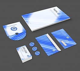 蓝色抽象商务公司文具模板为企业标识和品牌设置隔离矢量插图