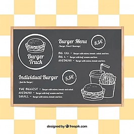 黑板上的漢堡食品菜單