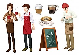 一群在咖啡館工作的人