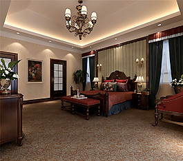 美式別墅臥室裝修效果圖