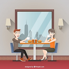 幸福夫妇吃汉堡