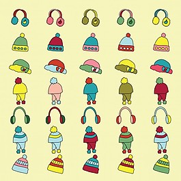 冬季服装服饰图标。矢量插画