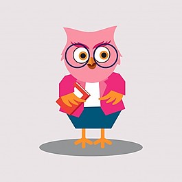貓頭鷹卡通角色可愛女老師