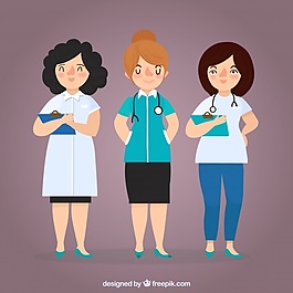 女醫(yī)生剪貼板和聽(tīng)診器包