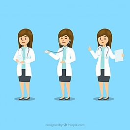 可愛的女醫(yī)生表情各異