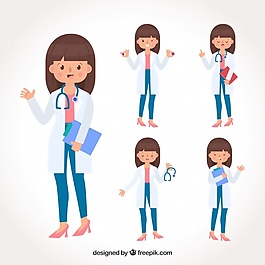 微笑的女醫生用聽診器收集信息