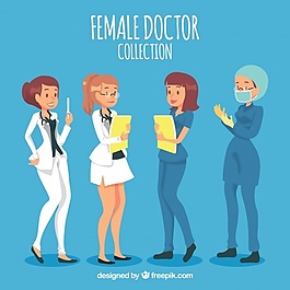女醫(yī)生用文件夾、面具和疫苗