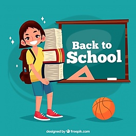笑脸男孩携带书籍到学校
