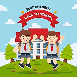 学校跳跃中的快乐男孩