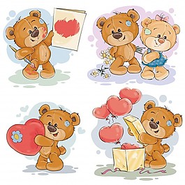 集矢量剪貼畫插圖的泰迪熊