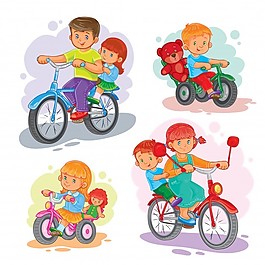 集矢量圖標(biāo)小兒童自行車