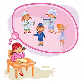 一個小女孩的夢想插畫矢量