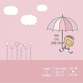 女嬰淋浴卡模板