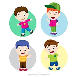 穿著五顏六色衣服的快樂孩子