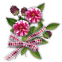 蝴蝶結(jié)紅色花朵png元素素材