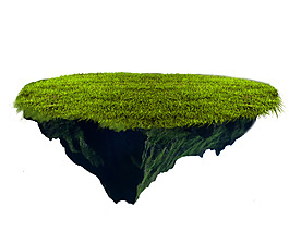 一塊懸浮的草地png元素素材