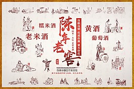 白酒黃酒米酒復古海報