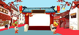 中國風紅色梅花節(jié)日banner背景素材