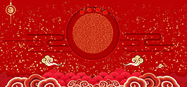 紅色圓球云朵banner背景素材
