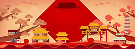 手绘梅花banner背景素材