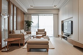 日式簡(jiǎn)約風(fēng)格客廳電視背景墻效果圖
