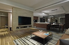 美式簡約風(fēng)格客廳電視背景墻效果圖